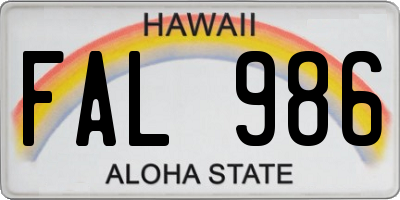 HI license plate FAL986