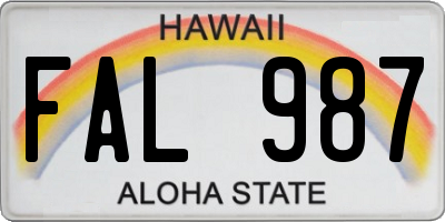 HI license plate FAL987
