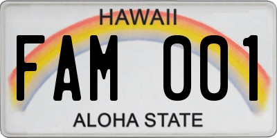 HI license plate FAM001