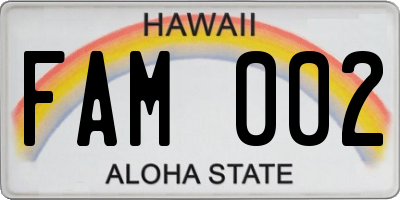 HI license plate FAM002