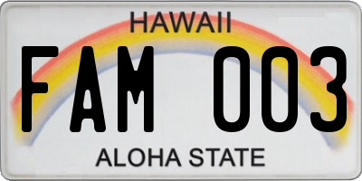 HI license plate FAM003