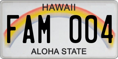 HI license plate FAM004