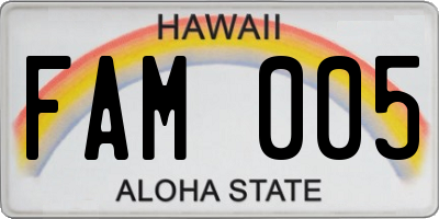 HI license plate FAM005
