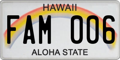 HI license plate FAM006