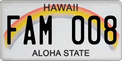 HI license plate FAM008