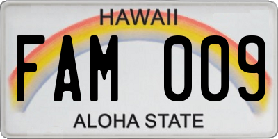 HI license plate FAM009