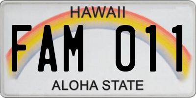 HI license plate FAM011