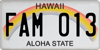 HI license plate FAM013