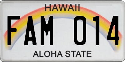 HI license plate FAM014