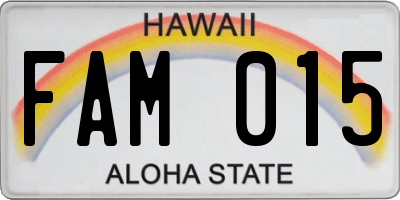 HI license plate FAM015