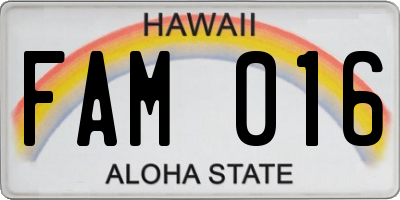 HI license plate FAM016