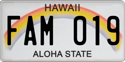 HI license plate FAM019
