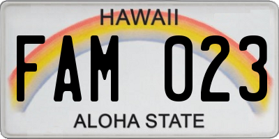HI license plate FAM023