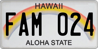HI license plate FAM024
