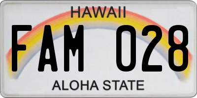 HI license plate FAM028
