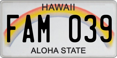 HI license plate FAM039
