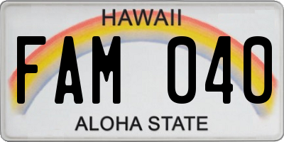 HI license plate FAM040