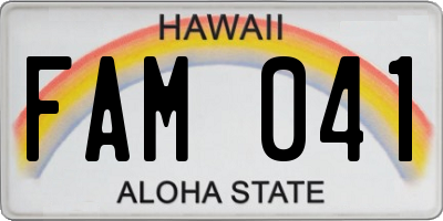 HI license plate FAM041