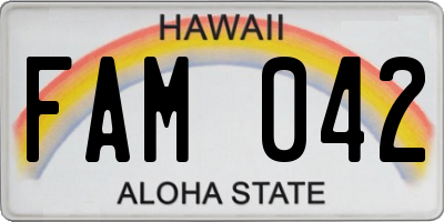 HI license plate FAM042