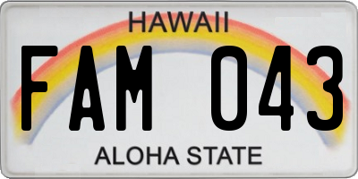 HI license plate FAM043