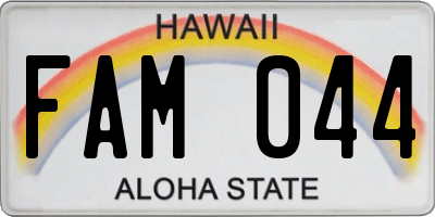 HI license plate FAM044