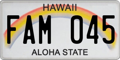HI license plate FAM045