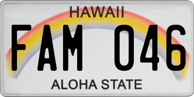 HI license plate FAM046