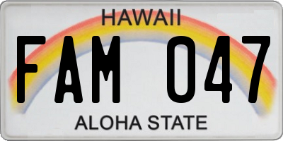 HI license plate FAM047