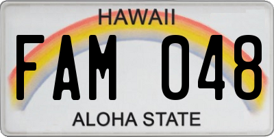 HI license plate FAM048