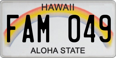 HI license plate FAM049