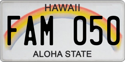 HI license plate FAM050