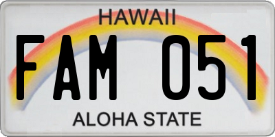 HI license plate FAM051