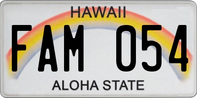 HI license plate FAM054