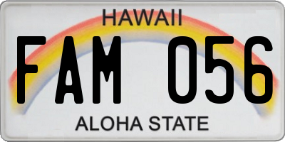 HI license plate FAM056