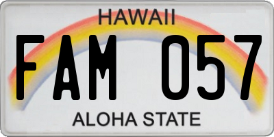 HI license plate FAM057