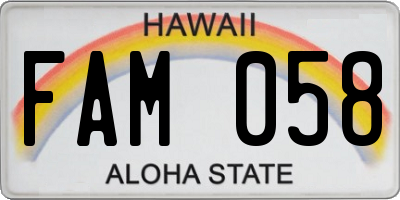 HI license plate FAM058