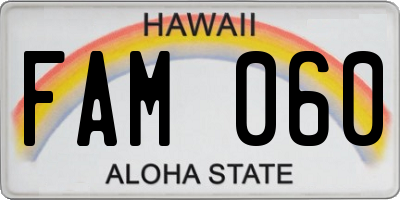 HI license plate FAM060