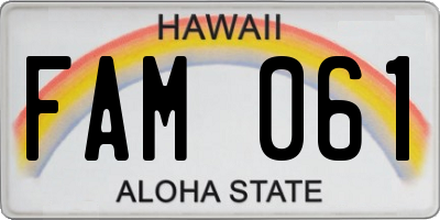 HI license plate FAM061