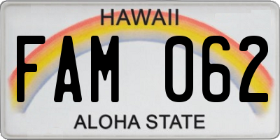 HI license plate FAM062