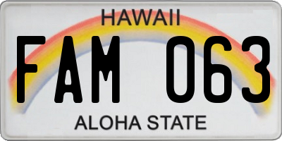 HI license plate FAM063