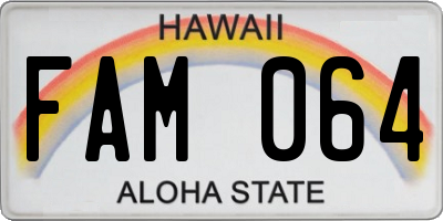 HI license plate FAM064