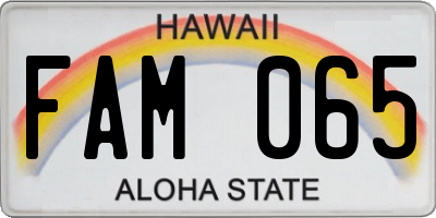 HI license plate FAM065