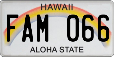 HI license plate FAM066