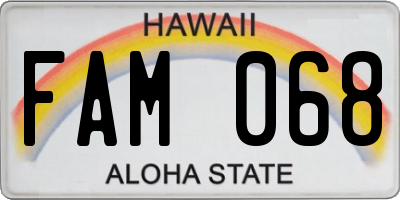 HI license plate FAM068