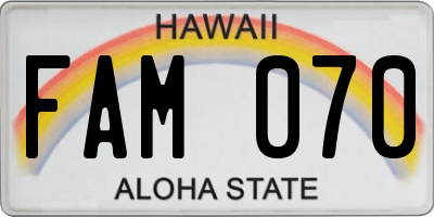 HI license plate FAM070