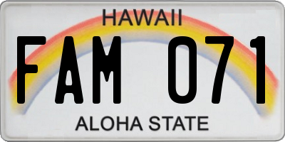 HI license plate FAM071