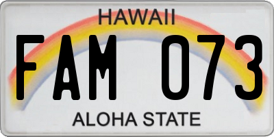 HI license plate FAM073