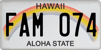 HI license plate FAM074