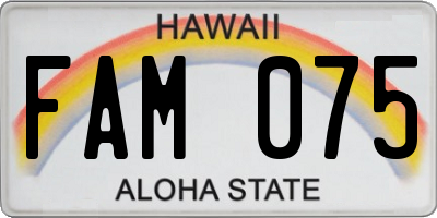 HI license plate FAM075