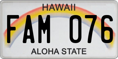 HI license plate FAM076